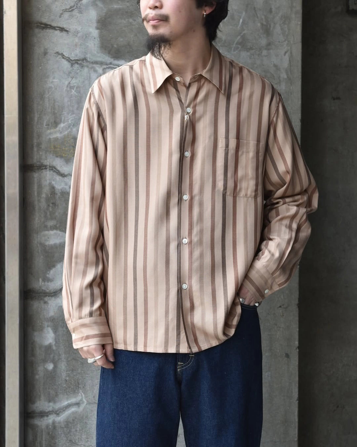 WACKO MARIA / STRIPED REGULAR COLLAR SHIRT L/S (25SSE-WMS-RC01)