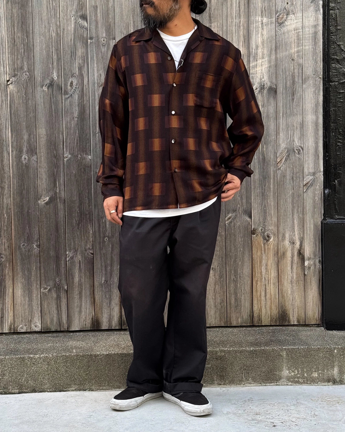 WACKO MARIA / OMBRE CHECK OPEN COLLAR SHIRT L/S TYPE-1 (26FW-WMS-OC01)