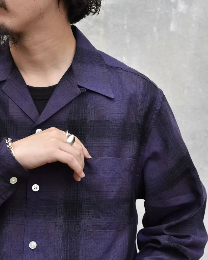 WACKO MARIA / OMBRE CHECK OPEN COLLAR SHIRT L/S-TYPE4- (24FW-WMS-OC04)