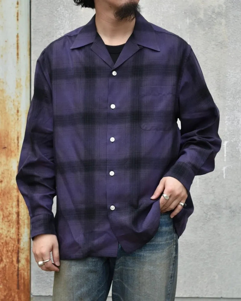 WACKO MARIA / OMBRE CHECK OPEN COLLAR SHIRT L/S-TYPE4- (24FW-WMS-OC04)