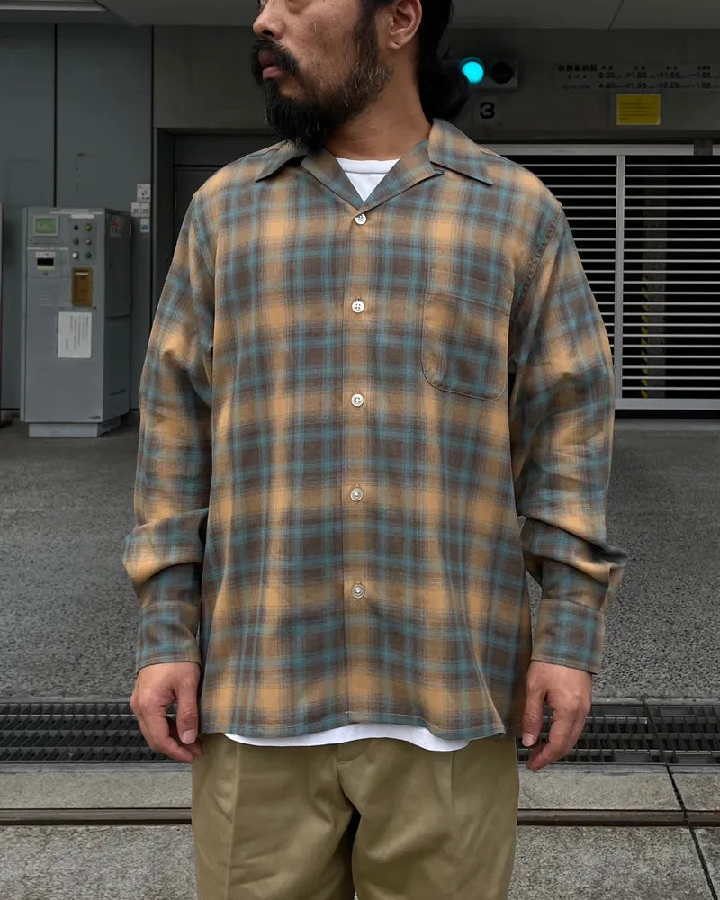 WACKO MARIA / OMBRE CHECK OPEN COLLAR SHIRT L/S -TYPE2- (24FW-WMS-OC02)