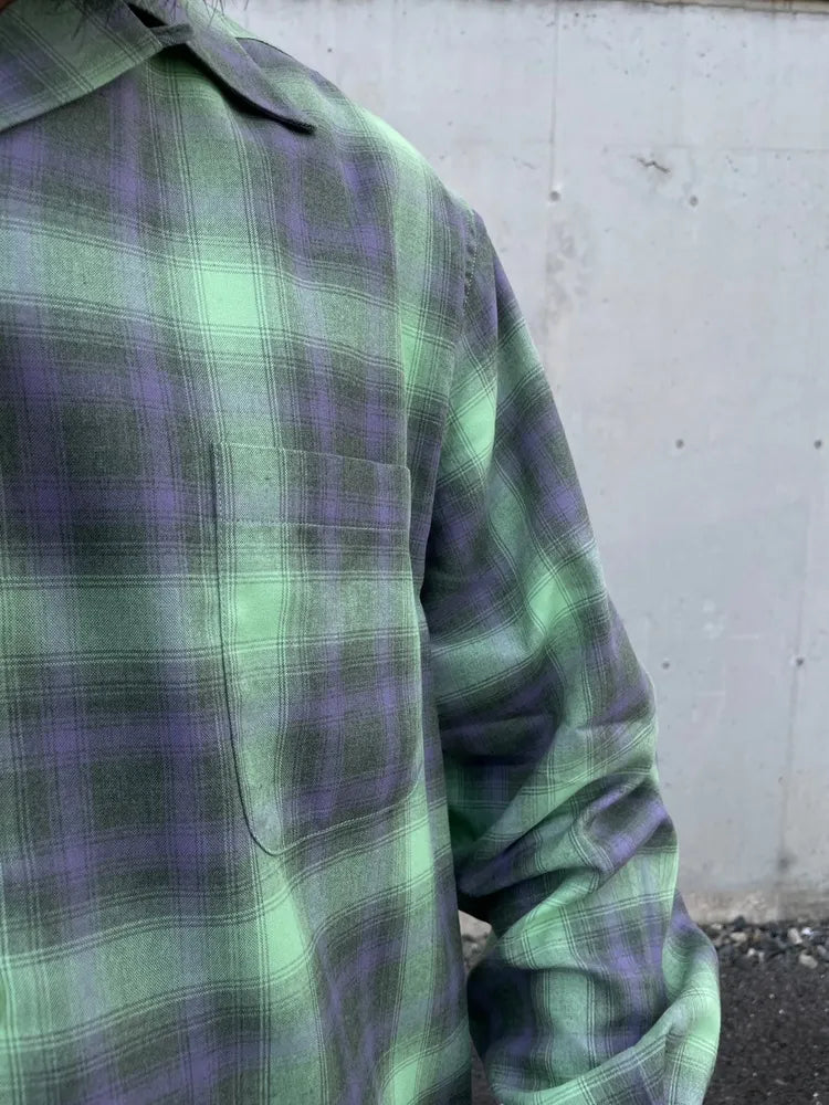 WACKO MARIA / OMBRE CHECK OPEN COLLAR SHIRT L/S -TYPE2- (24FW-WMS-OC02)