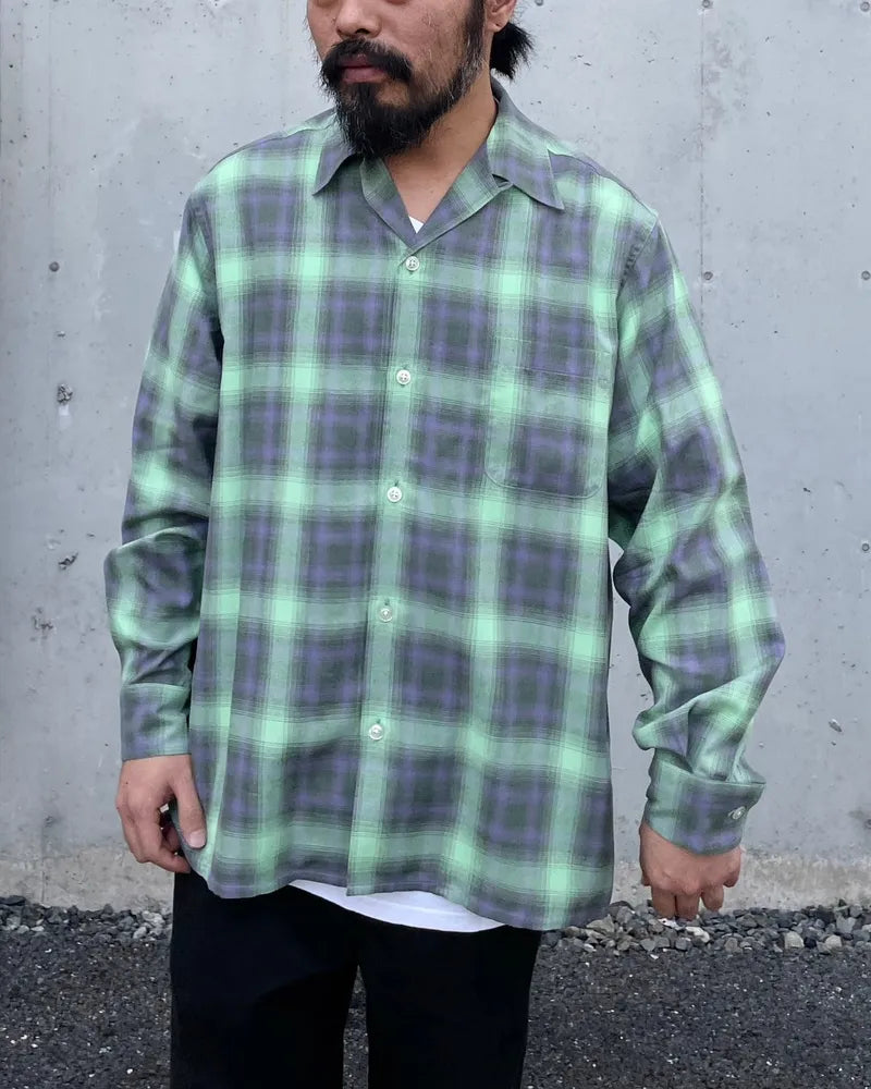 WACKO MARIA / OMBRE CHECK OPEN COLLAR SHIRT L/S -TYPE2- (24FW-WMS-OC02)