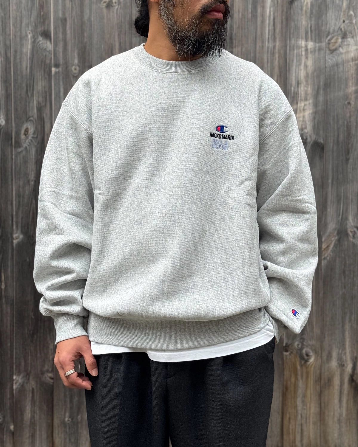 WACKO MARIA × Champion / REVERSE WEAVE CREW NECK SWEAT SHIRT (26FW-WMC-CP04)