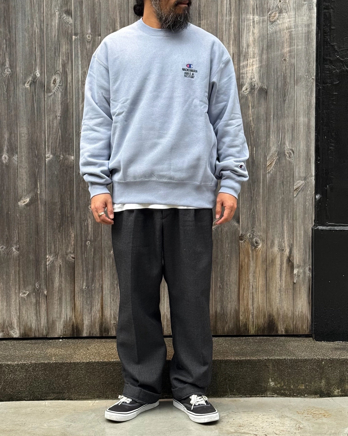 WACKO MARIA × Champion / REVERSE WEAVE CREW NECK SWEAT SHIRT (26FW-WMC-CP04)