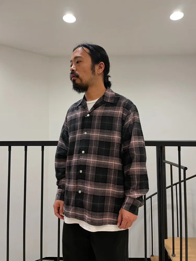 WACKO MARIA / OMBRE CHECK OPEN COLLAR SHIRT L/S  -TYPE3- (24FW-WMS-OC03)