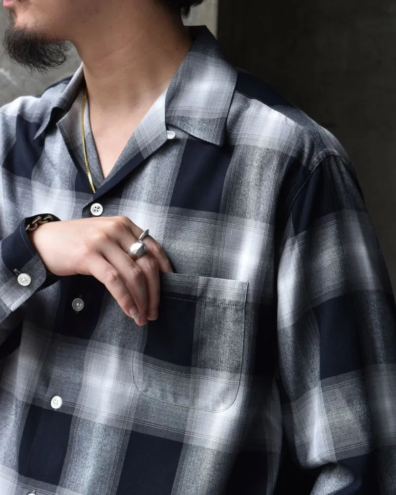 WACKO MARIA / OMBRE CHECK OPEN COLLAR SHIRT-TYPE1- (24FW-WMS-OC01)