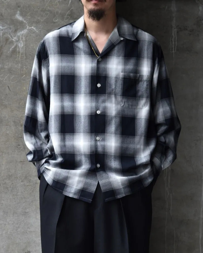 WACKO MARIA / OMBRE CHECK OPEN COLLAR SHIRT-TYPE1- (24FW-WMS-OC01)