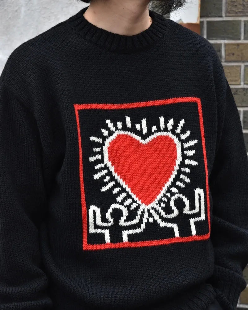 WACKO MARIA / × KEITH HARING CREW NECK SWEATER -TYPE1- (KH-WM-KN01)