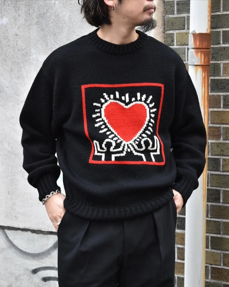 WACKO MARIA / × KEITH HARING CREW NECK SWEATER -TYPE1- (KH-WM-KN01)