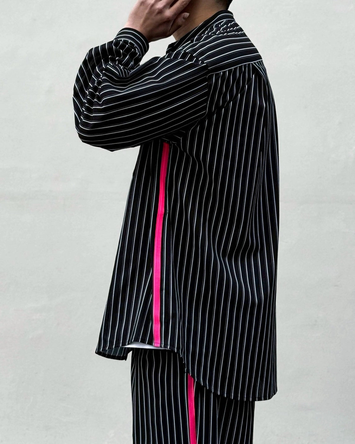 White Mountaineering  / STRIPE BAND COLLAR SHIRT (WM2671118)