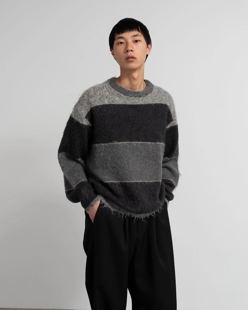 Graphpaper × YOKE / BRUSHED MOHAIR BORDER SWEATER (GM243-80906Y)