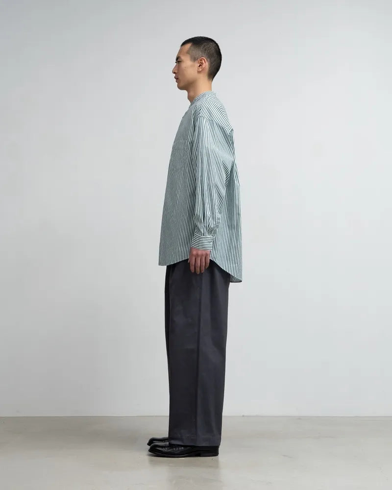 Graphpaper / Broad L/S Oversized Band Collar Shirt (GM244-50023STB)