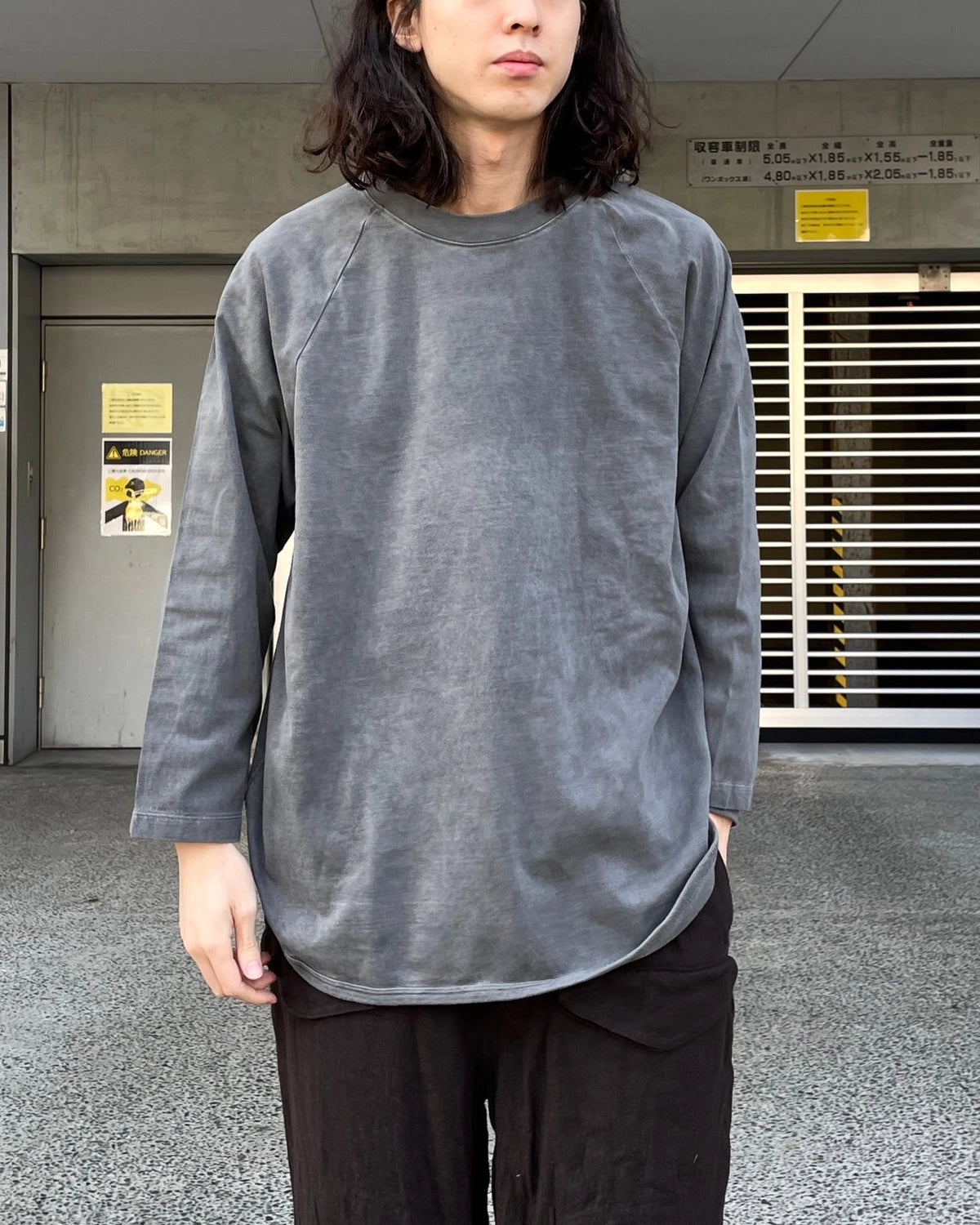 blurhms / Hollow yarn Baseball Raglan Tee (BHS25S034)