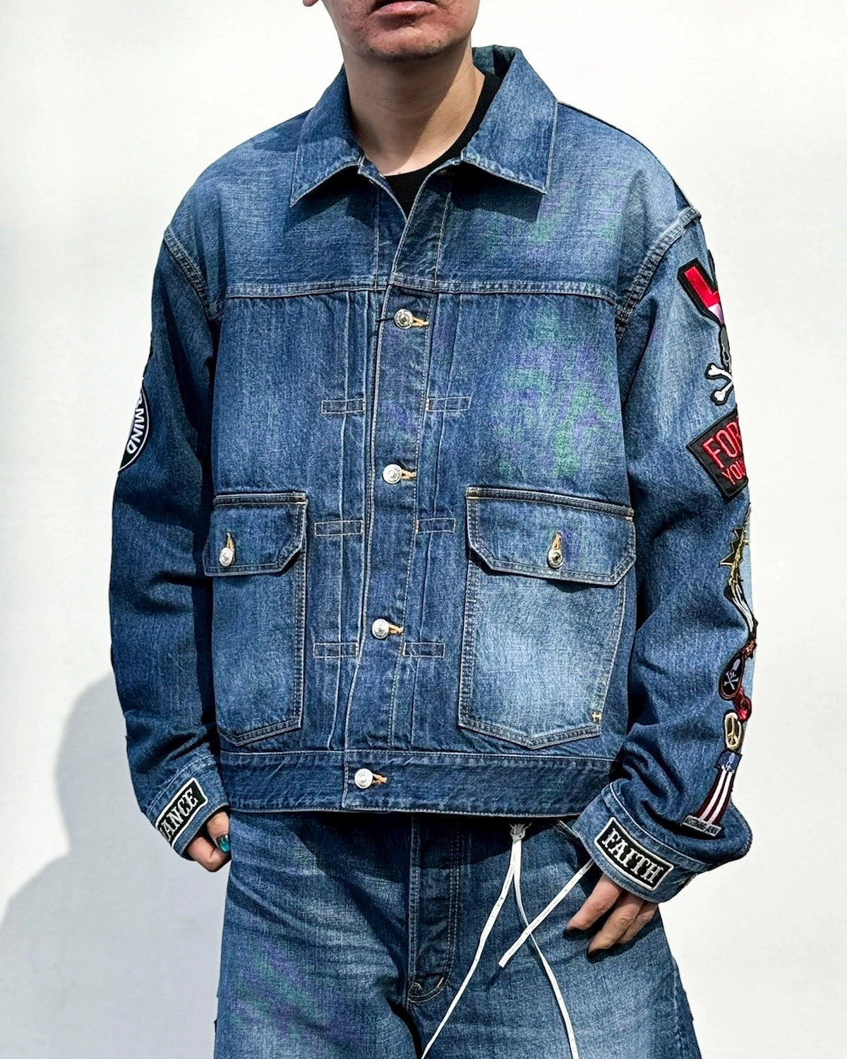 mastermind JAPAN / MJ PATCHED DENIM JACKET (MJ26EE1-BL015)