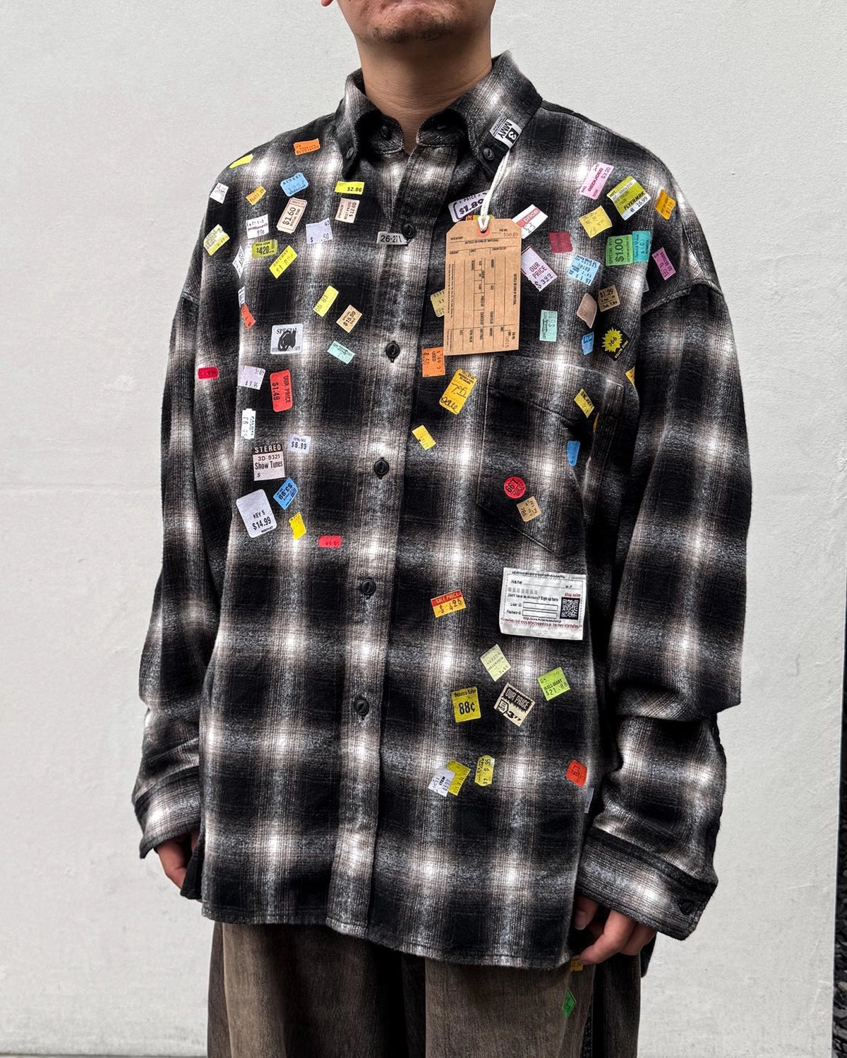 Maison MIHARA YASUHIRO / Price Sticker Printed Check Shirt (A17SH088)