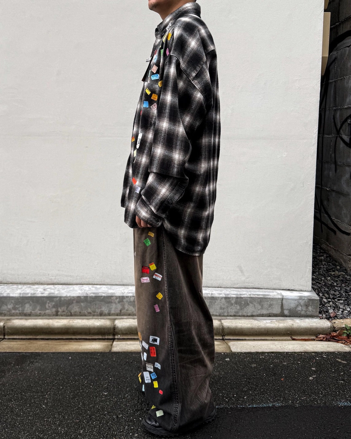 Maison MIHARA YASUHIRO / Price Sticker Printed Check Shirt (A17SH088)