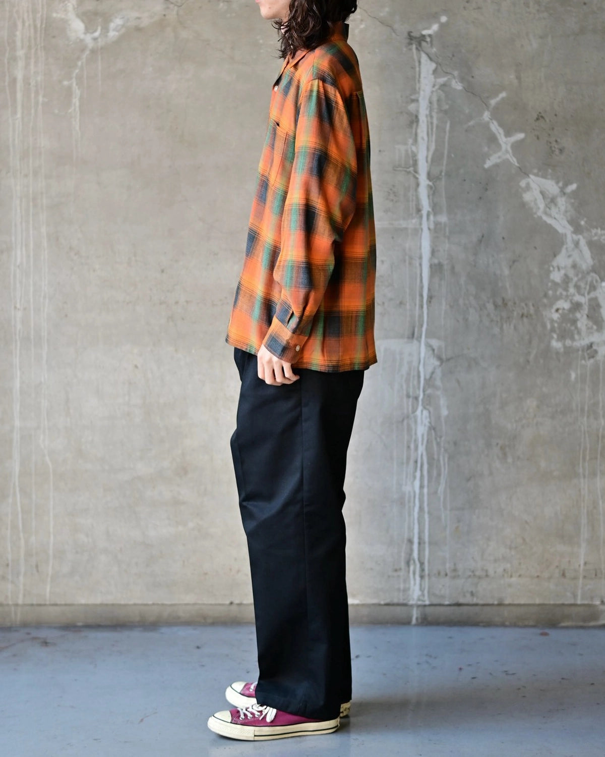 WACKO MARIA / OMBRE CHECK OPEN COLLAR SHIRT L/S -TYPE-6- (26FW-WMS-OC11)
