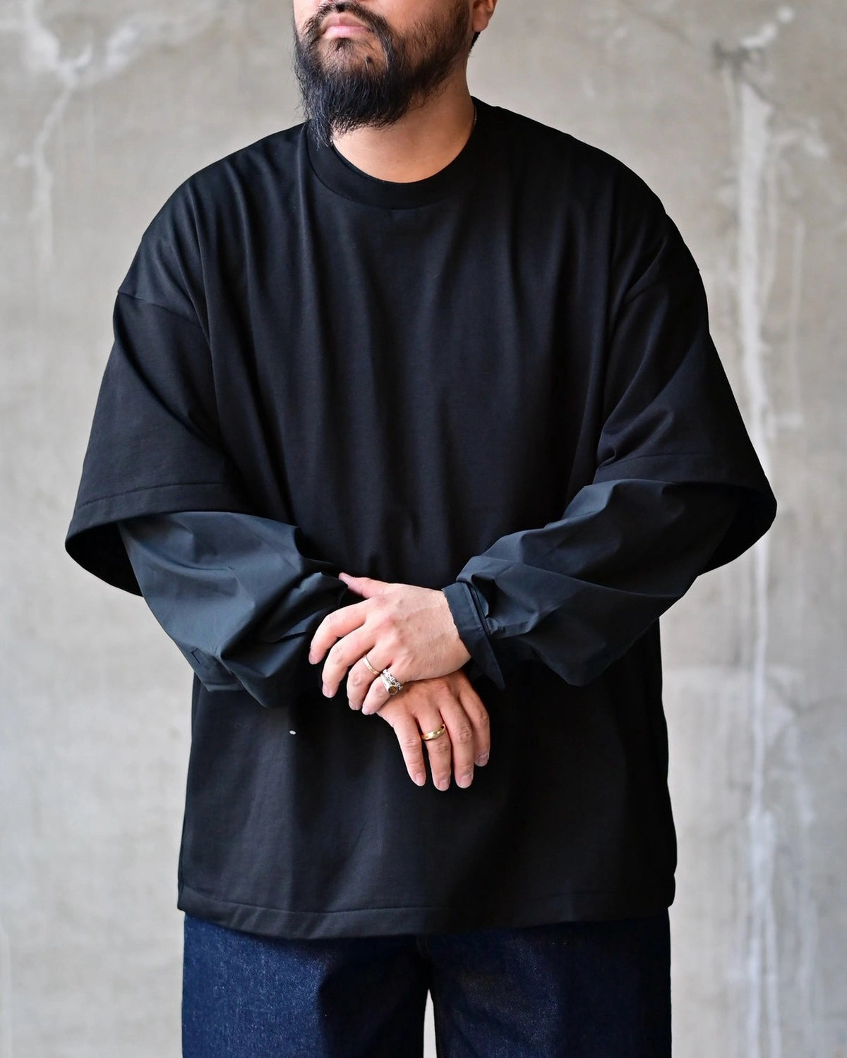 COOTIE PRODUCTIONS / Spanish Pima Layered Sleeve Boxy L/S Tee (CTE-26A303)