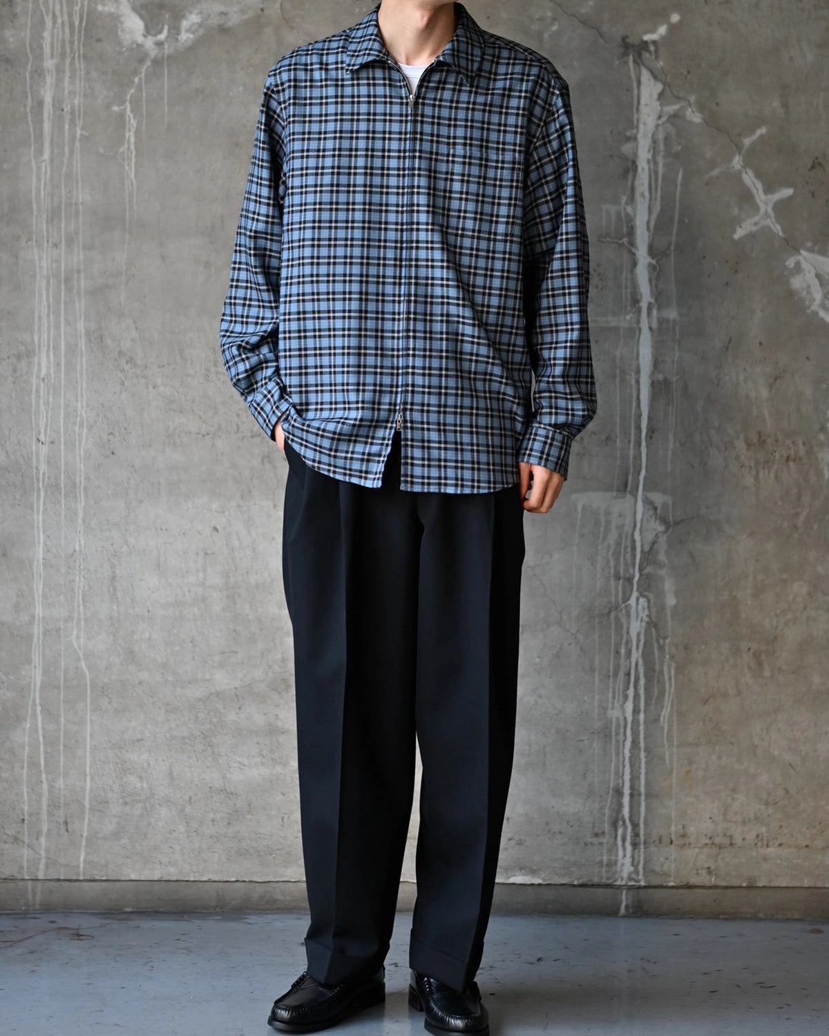 MARKAWARE / Organic Wool Viyella / Zip Shirt (A26C17SH03C)