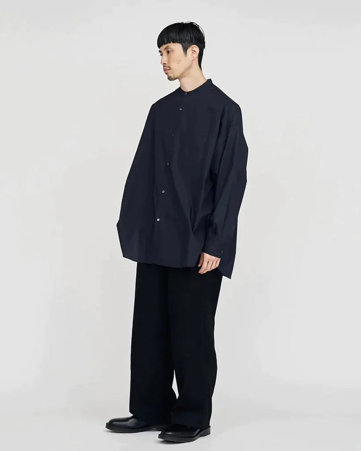 Graphpaper / Broad L/S Oversized Band Collar Shirt (GM253-50002B)