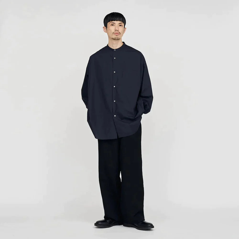 Graphpaper / Broad L/S Oversized Band Collar Shirt (GM244-50023B)