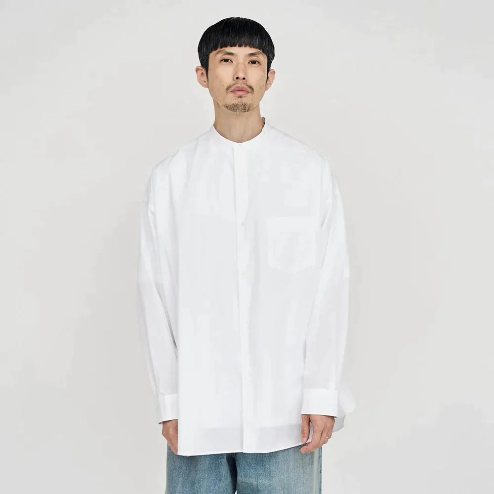 Graphpaper / Broad L/S Oversized Band Collar Shirt (GM244-50023B)