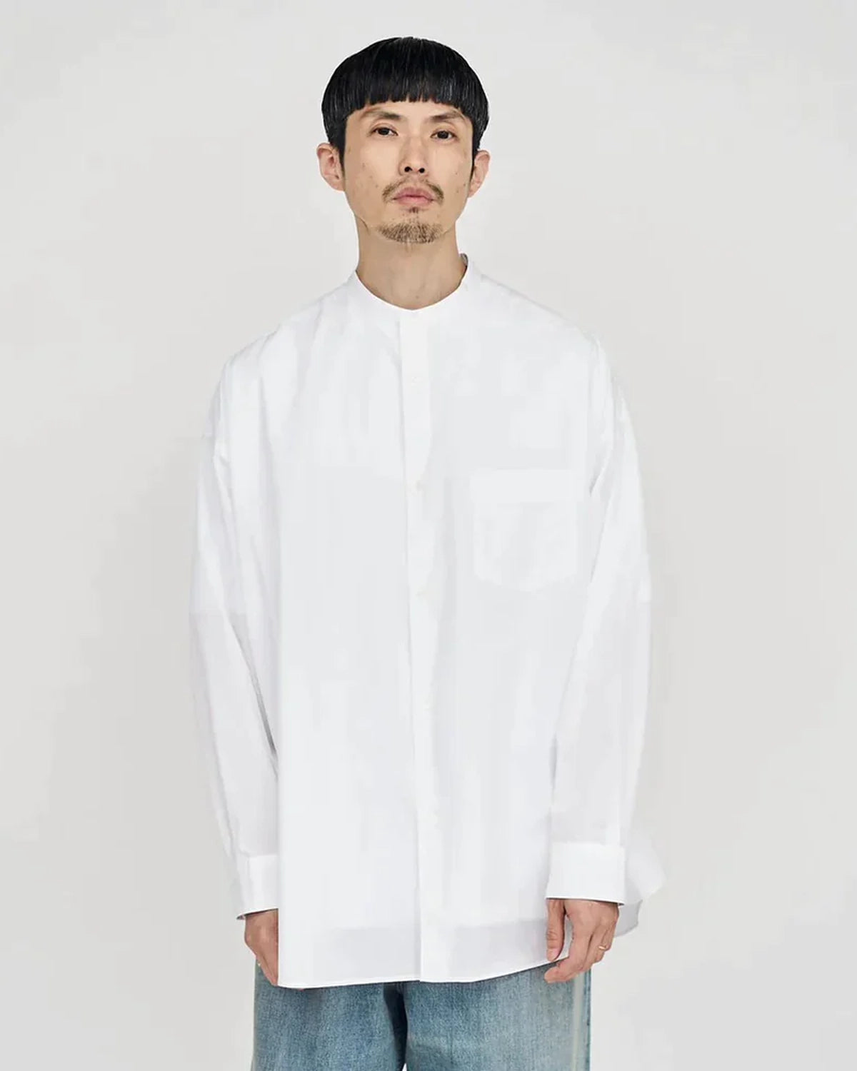 Graphpaper / Broad L/S Oversized Band Collar Shirt (GM253-50002B)