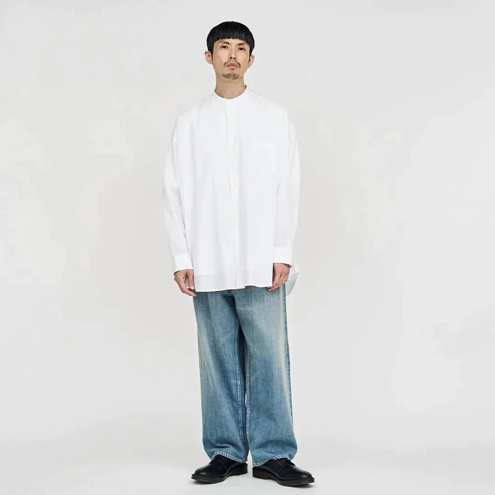 Graphpaper / Broad L/S Oversized Band Collar Shirt (GM244-50023B)