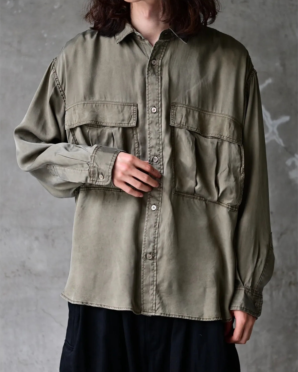 is-ness / Cupro Military Shirt (26AW_13_1008AWSH01)
