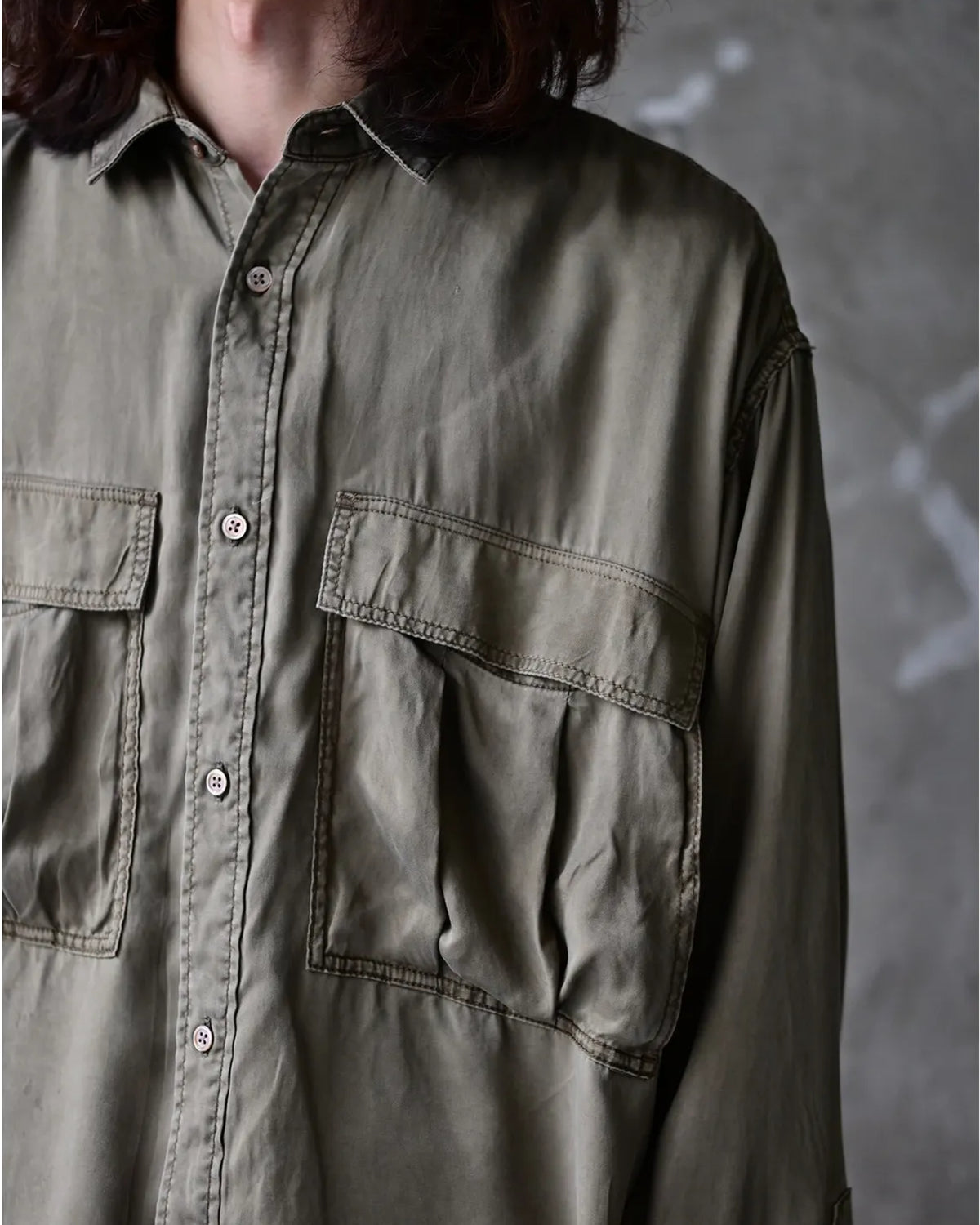 is-ness / Cupro Military Shirt (26AW_13_1008AWSH01)
