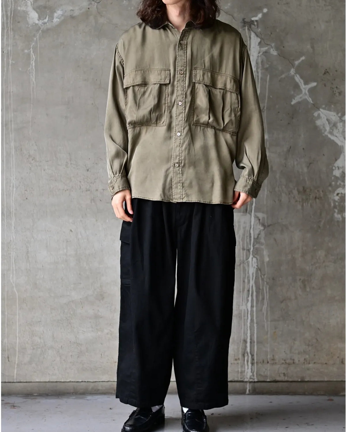 is-ness / Cupro Military Shirt (26AW_13_1008AWSH01)