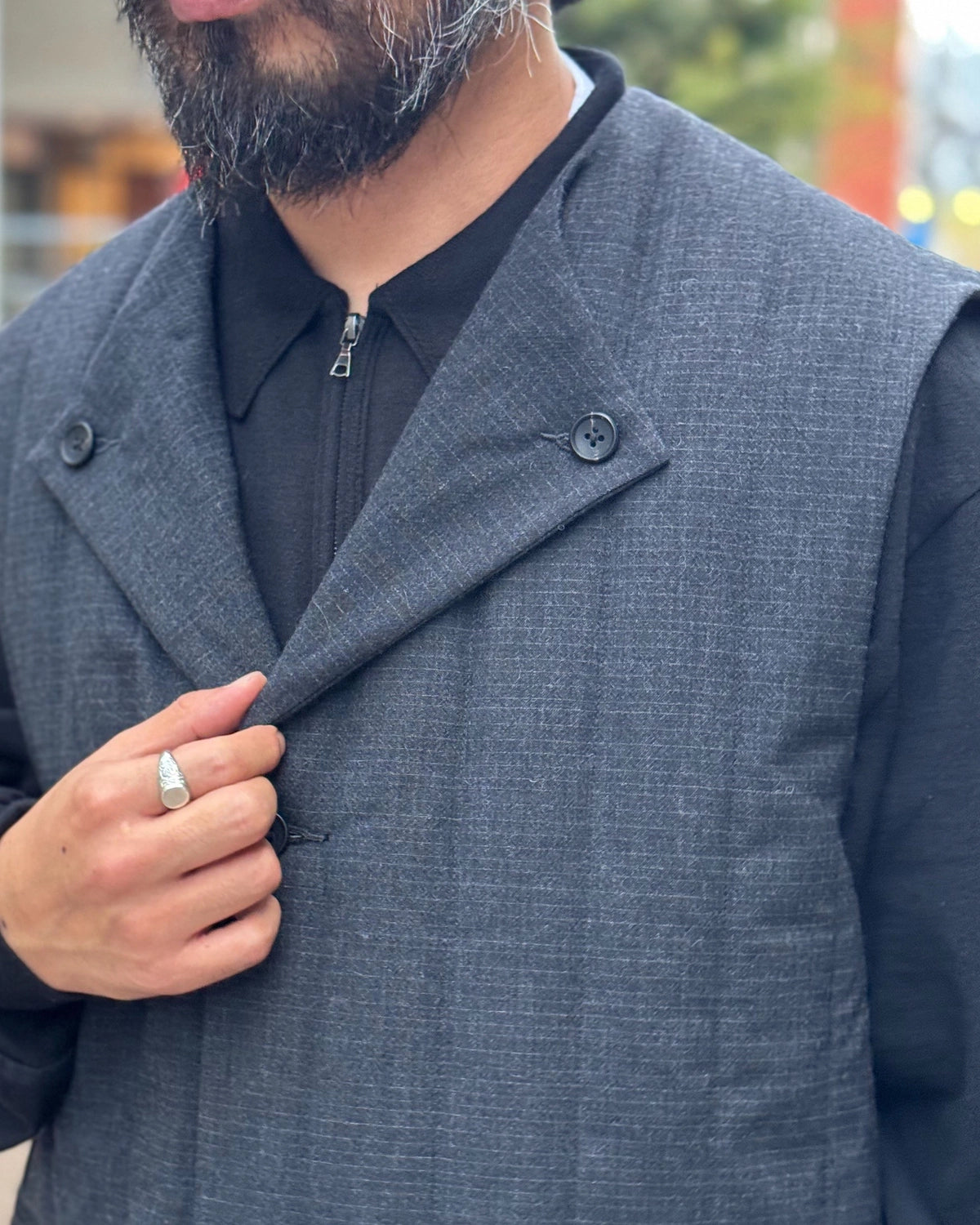 blurhms / Wool Ramie Mohair Quilted Vest (BHS26F014)