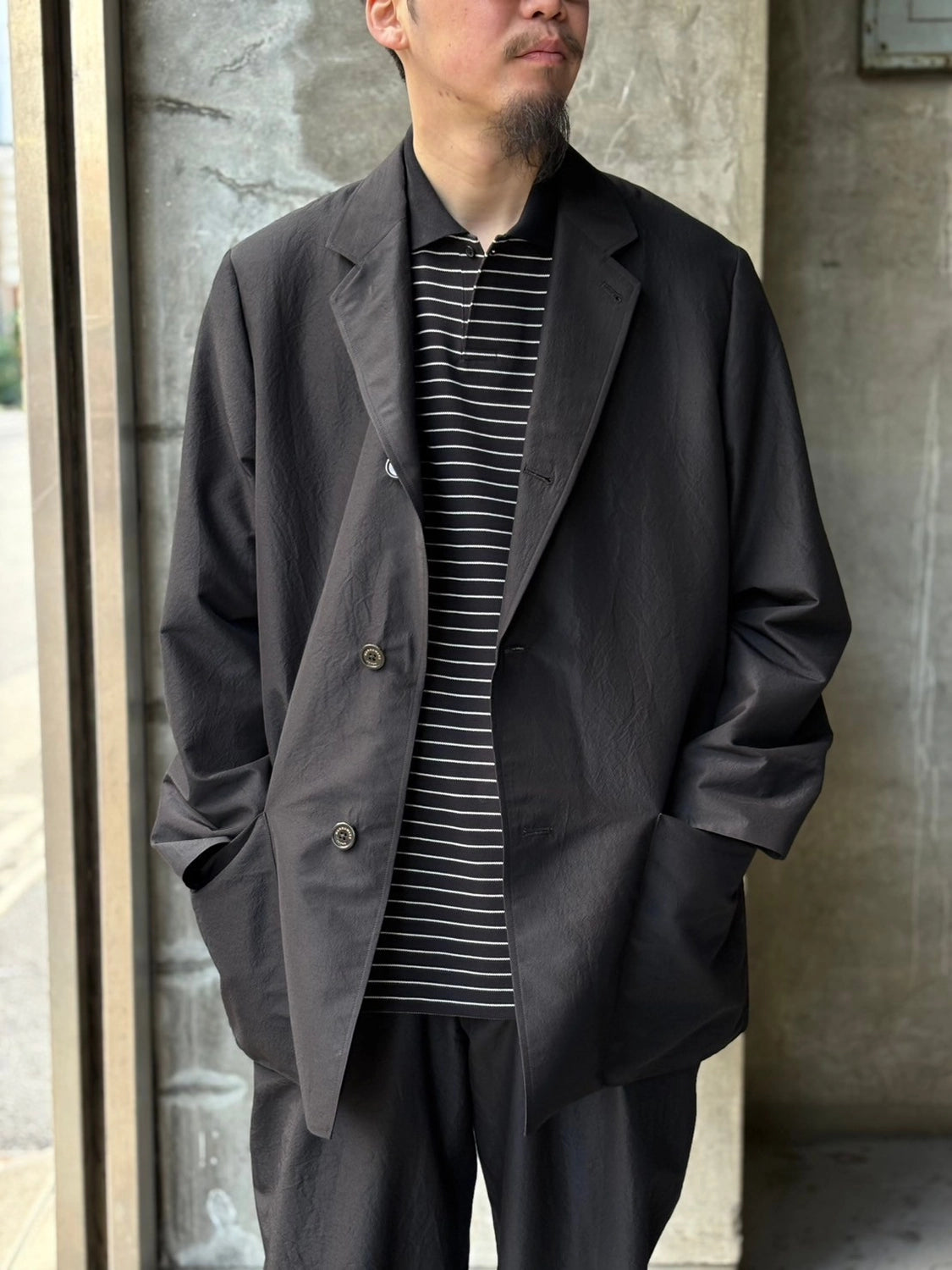 MARKAWARE / BRATAC SILK × ORGANIC WOOL TAFFETA COMFORT CAR COAT (A25A10JK01C)