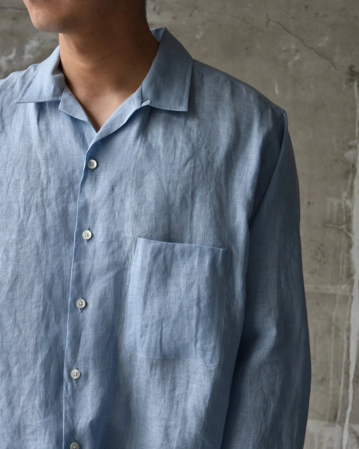 MARKAWARE / HEMP SHIRTING COMFORT FIT OPEN COLLAR SHIRT (A25A16SH02C)