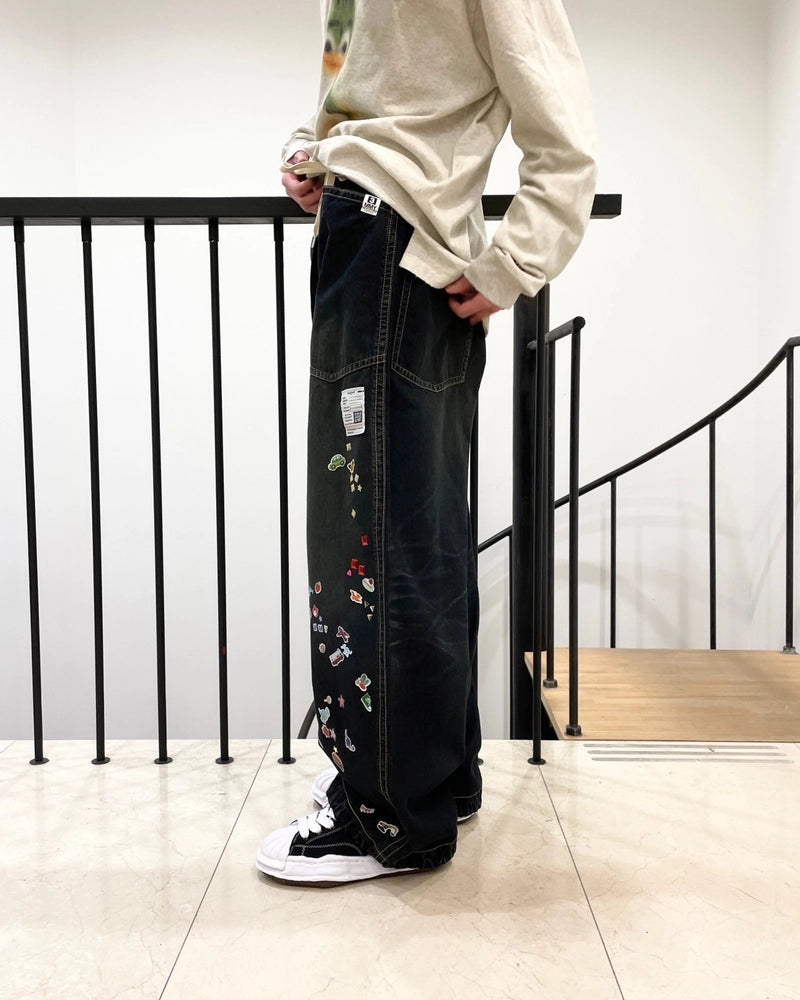 Maison MIHARA YASUHIRO / STICKER PRINTS DENIM BAKER PANTS (J14PT124)