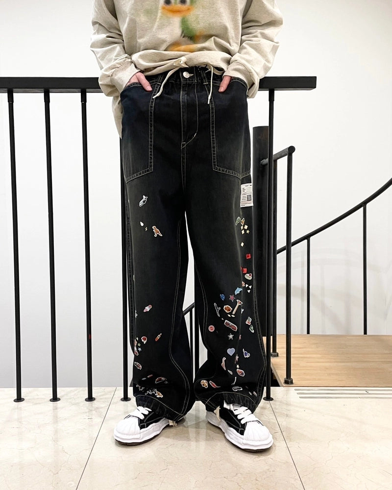 Maison MIHARA YASUHIRO / STICKER PRINTS DENIM BAKER PANTS (J14PT124)