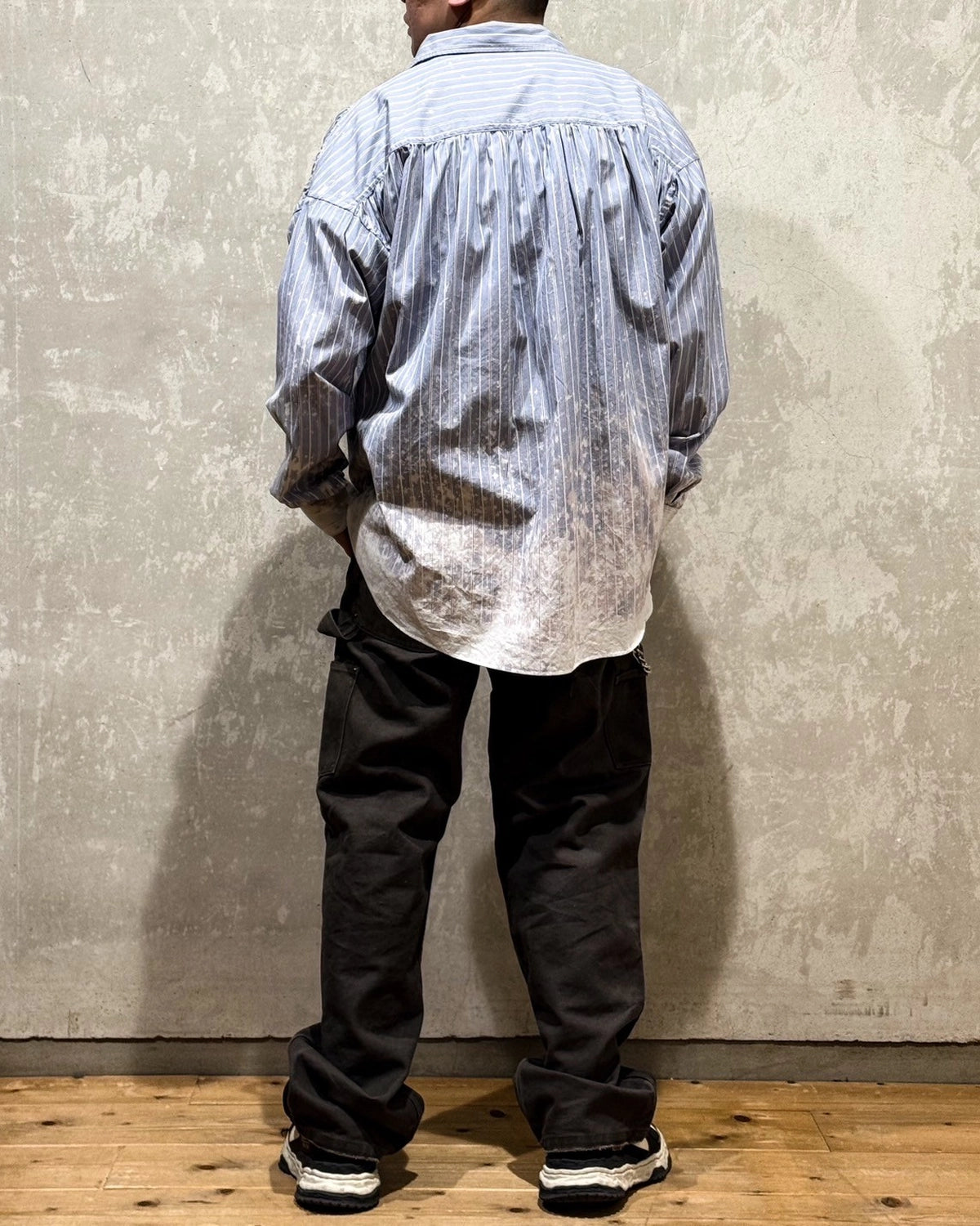 KAMIYA / Bleached Stripe L/S SHIRT (G14SH059)