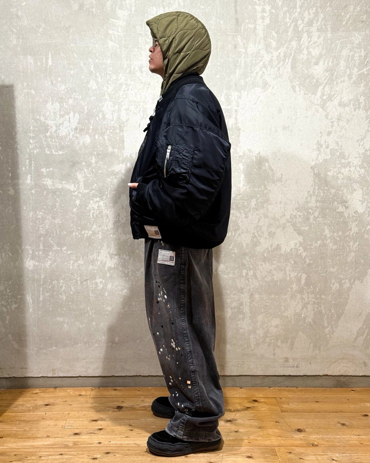 Maison MIHARA YASUHIRO / Extended Placket Hood Flight Jacket (A15BL062)
