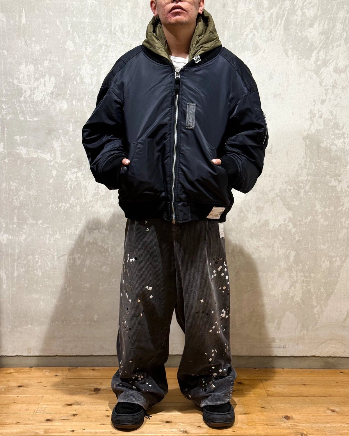 Maison MIHARA YASUHIRO / Extended Placket Hood Flight Jacket (A15BL062)
