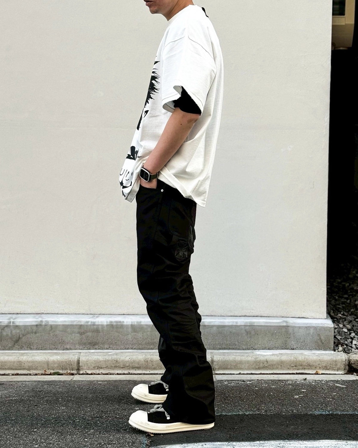 mindseeker × DICKIES / Iron Cross Patch Flare Pants -BLACK- (MSD-261-001)
