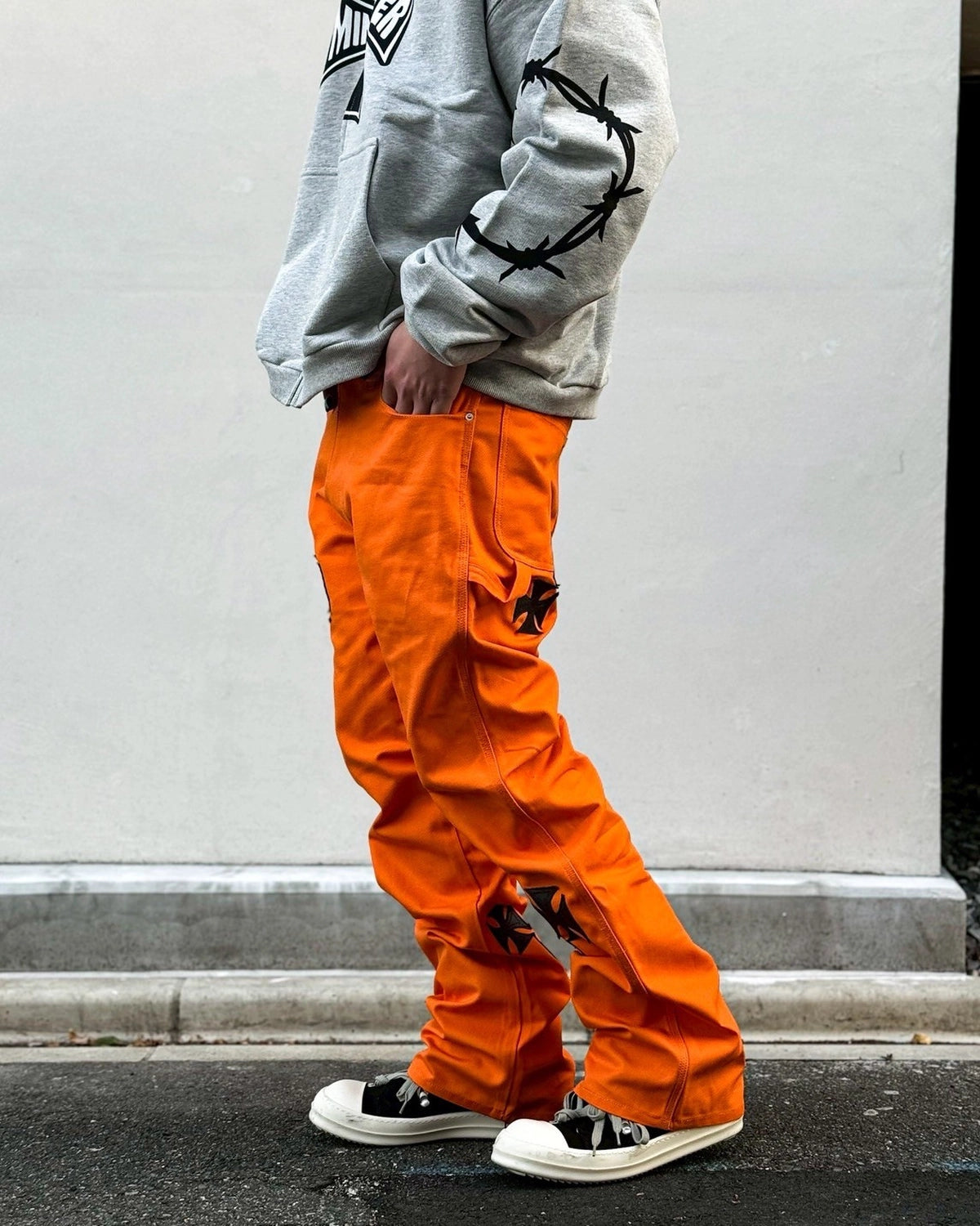 mindseeker × DICKIES / Iron Cross Patch Flare Pants -ORANGE- (MSD-261-001)