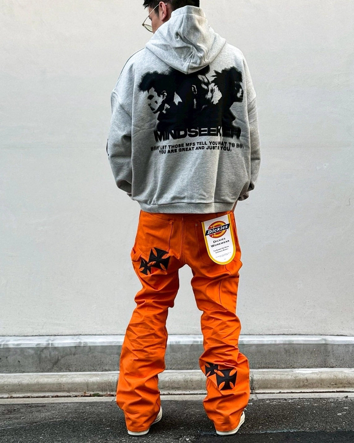mindseeker × DICKIES / Iron Cross Patch Flare Pants -ORANGE- (MSD-261-001)