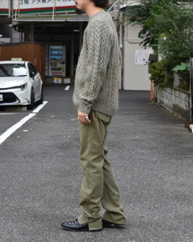 NONNATIVE / WORKER ARAN SWEATER KID MOHAIR/W/N/P YARN (NN-K4505)