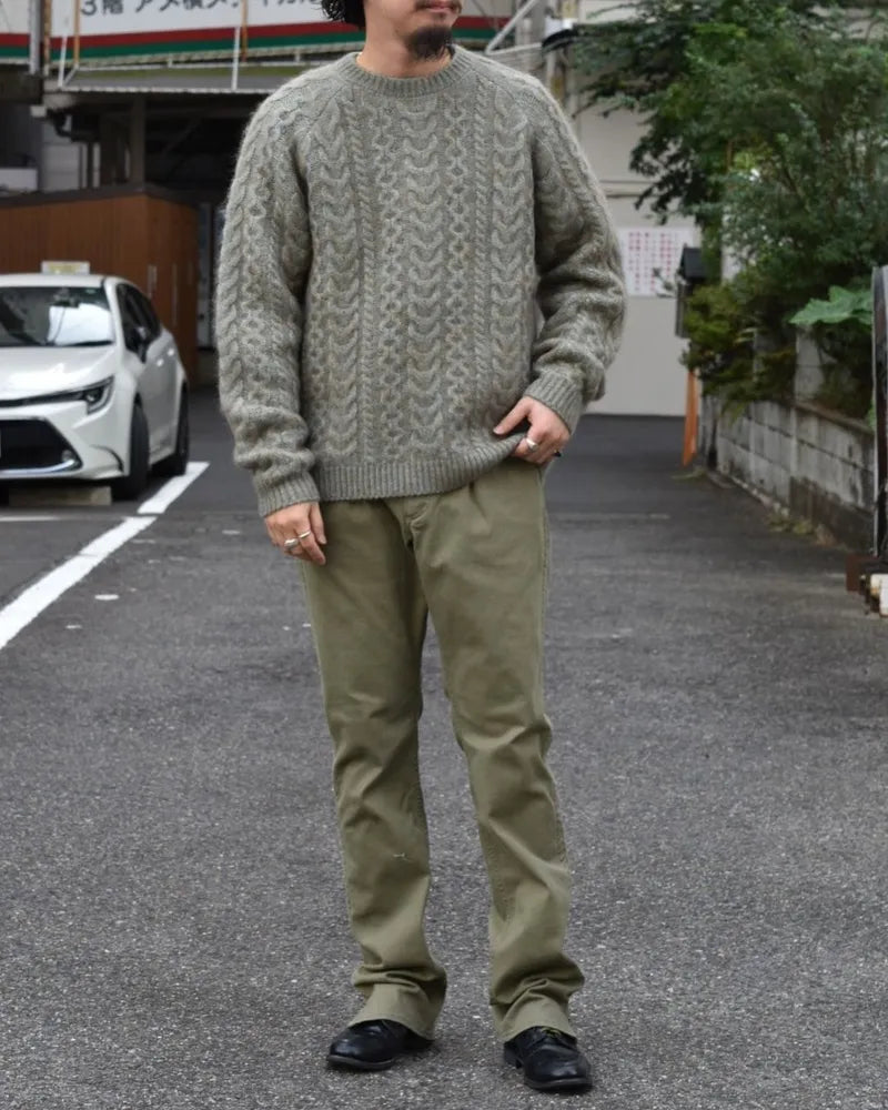 NONNATIVE / WORKER ARAN SWEATER KID MOHAIR/W/N/P YARN (NN-K4505)