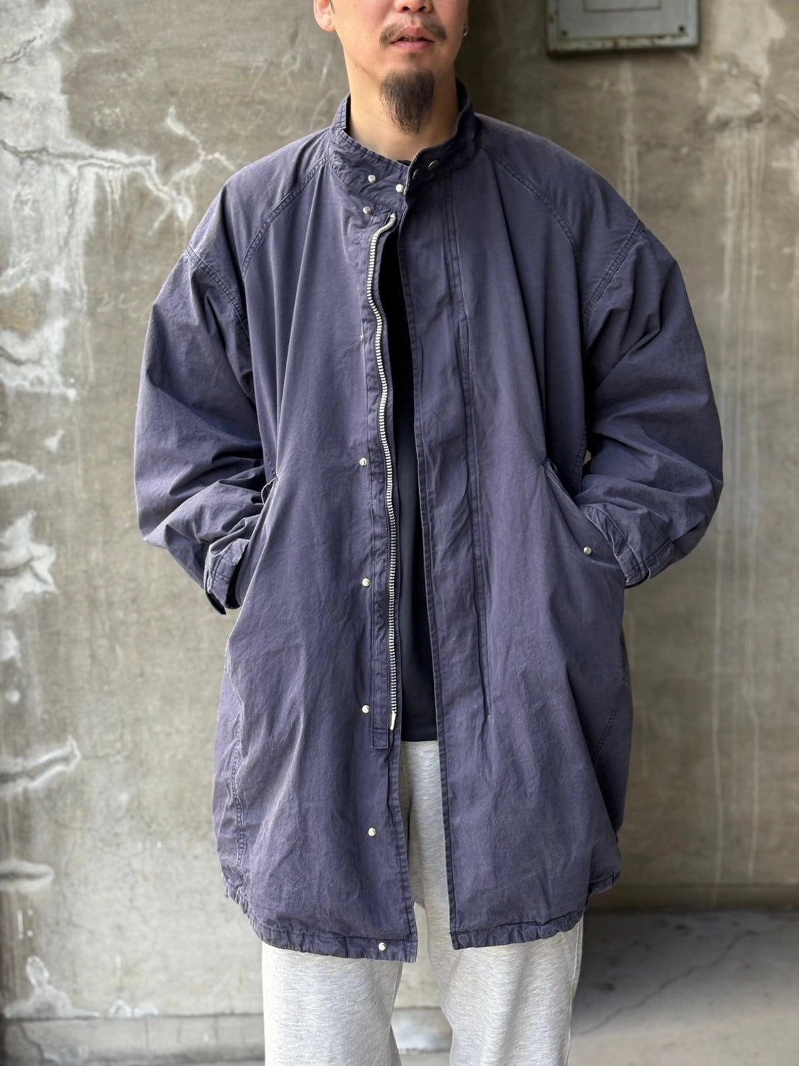 NONNATIVE / TROOPER COAT COTTON TYPEWRITER SULFUR DYE WITH GORE-TEX WINDSTOPPER® (NN-J4613)