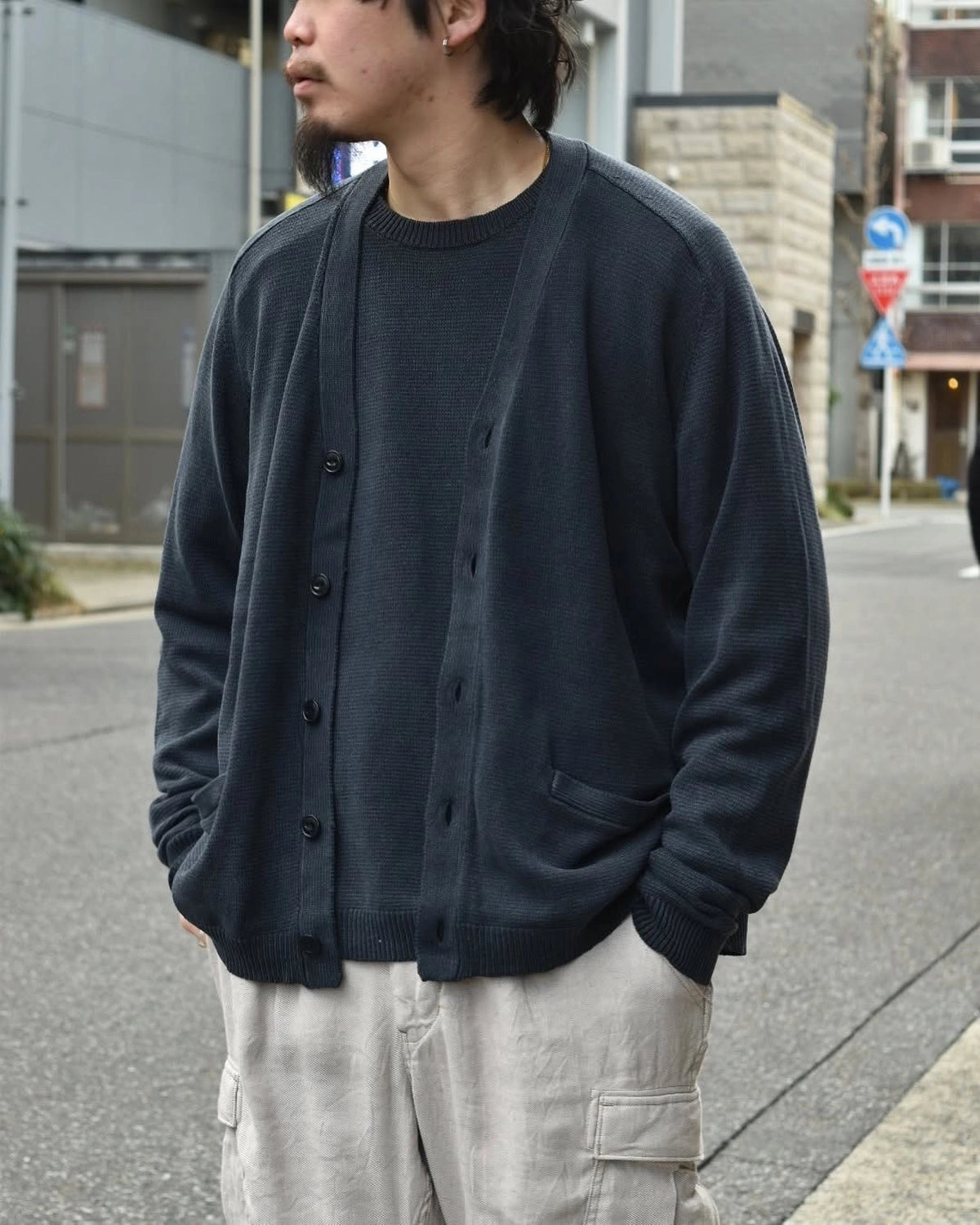 NONNATIVE / DWELLER CARDIGAN COTTON YARN (NN-K4602)