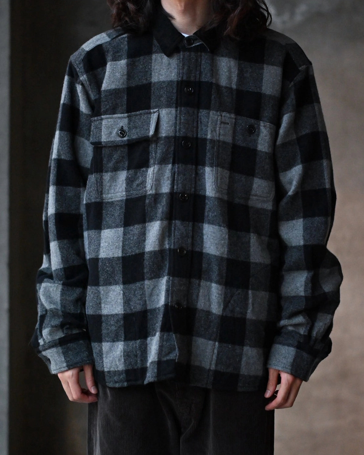 NONNATIVE / WORKER SHIRT JACKET WOOL NYLON BUFFALO CHECK (NN-SJ4903)