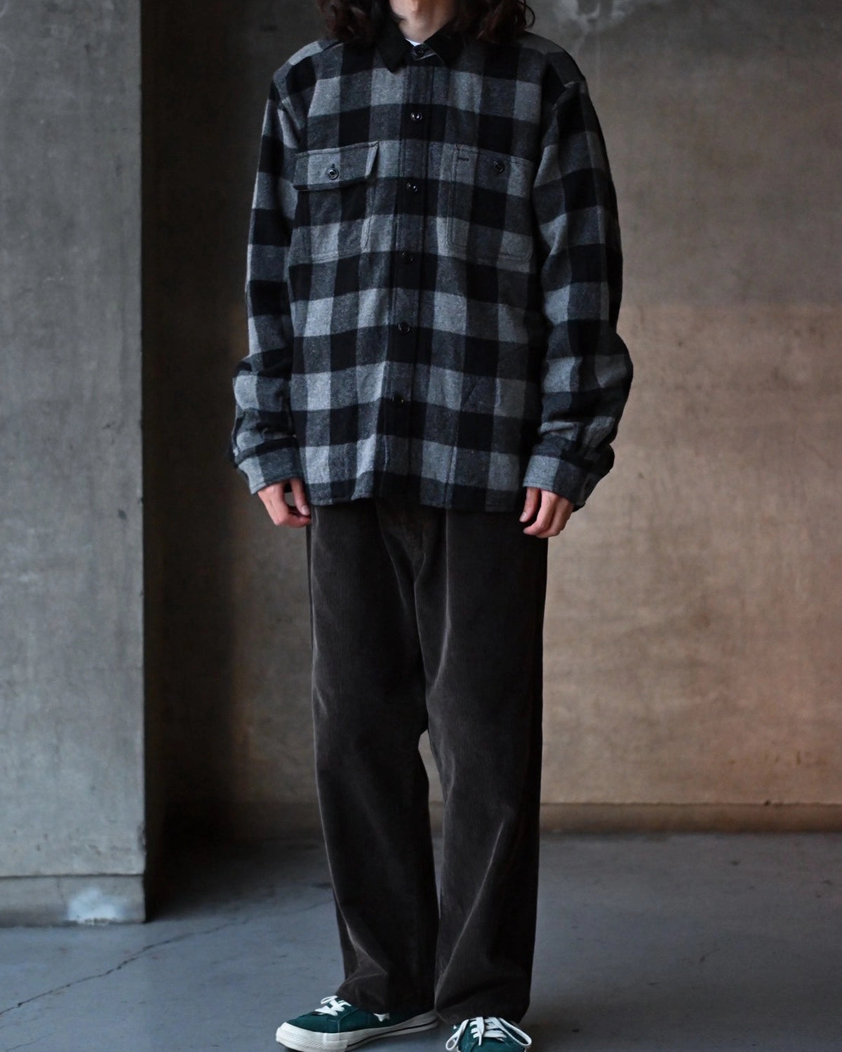NONNATIVE / WORKER SHIRT JACKET WOOL NYLON BUFFALO CHECK (NN-SJ4903)