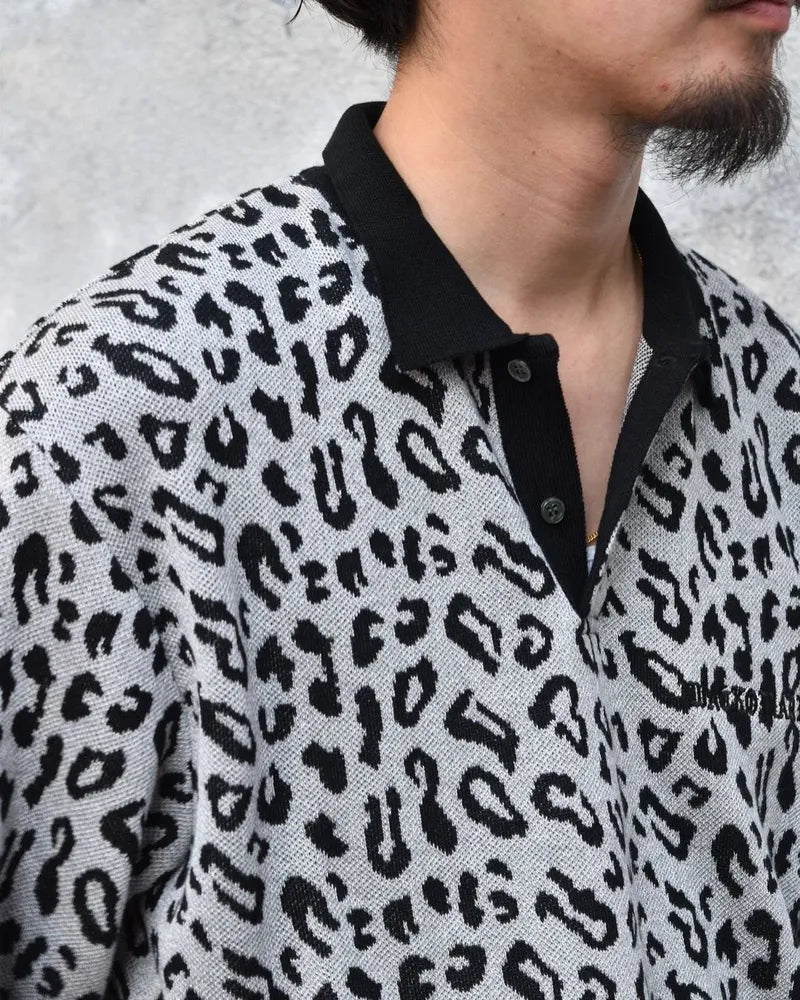 WACKO MARIA / LEOPARD KNIT POLO SHIRT (24FW-WMK-KN13)